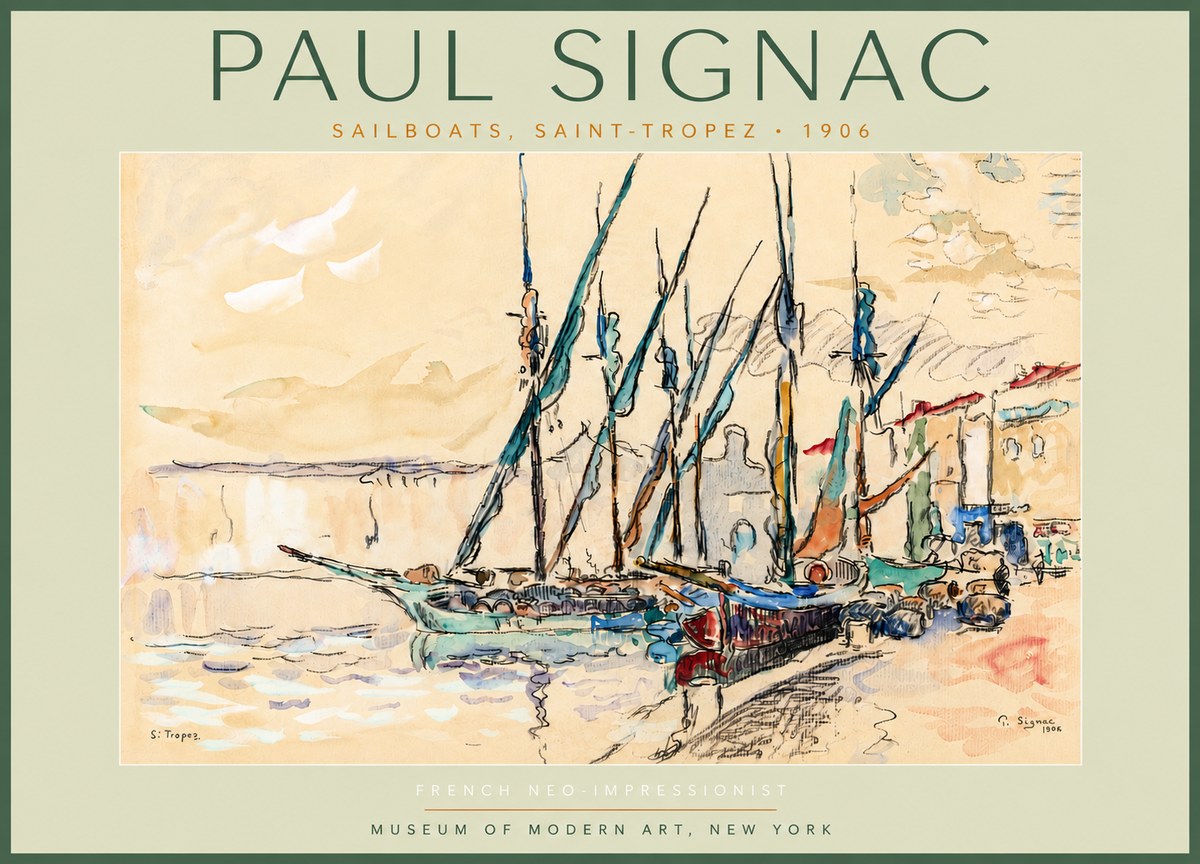 Signac Sailboats, Saint-tropez No4 - Juliste