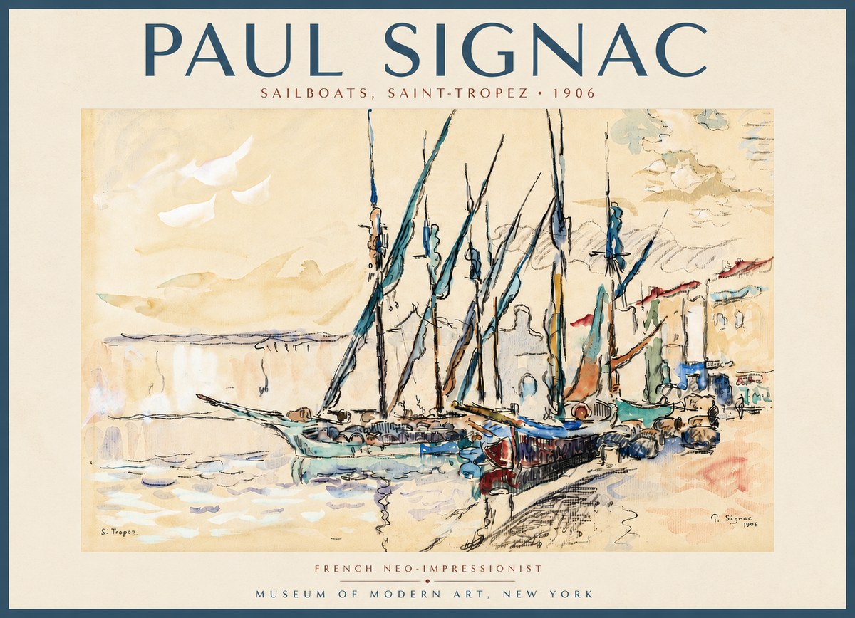 Signac Sailboats, Saint-tropez No5 - Juliste