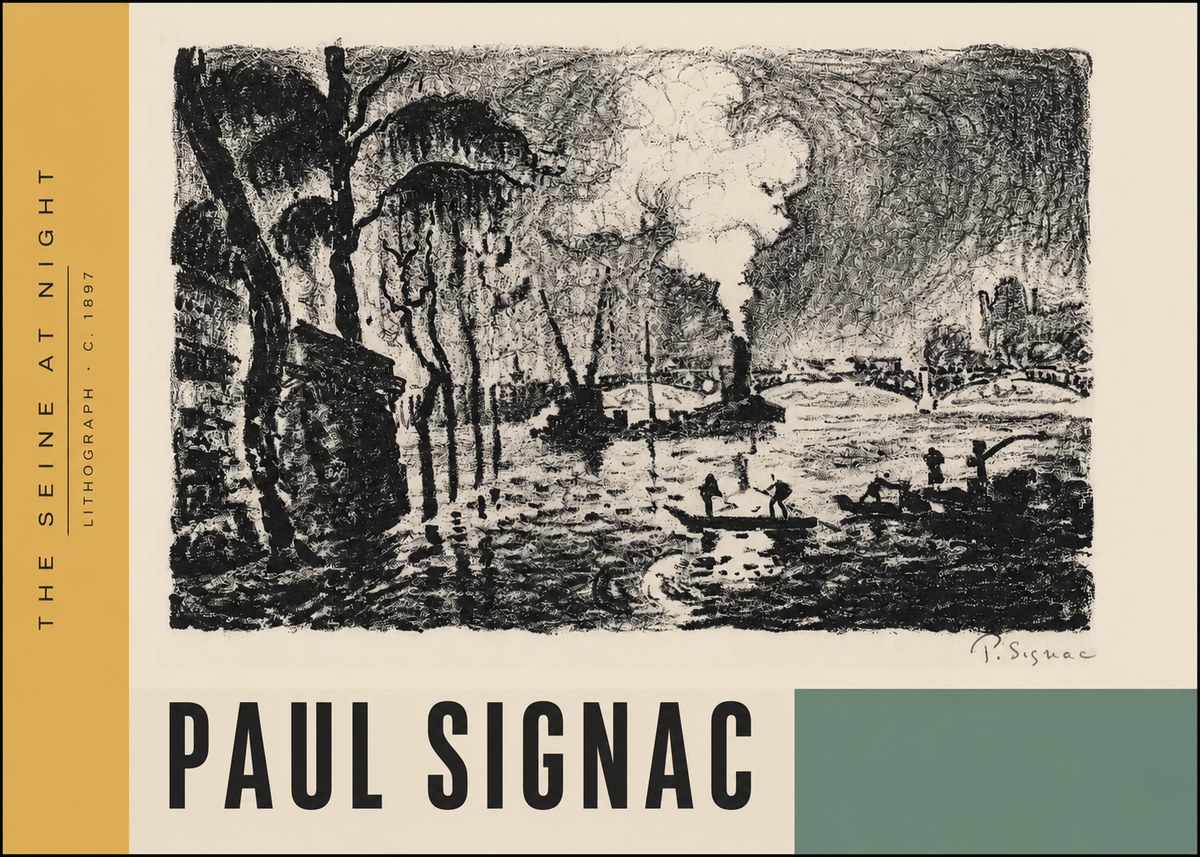 Signac The Seine at Night No4 - Juliste