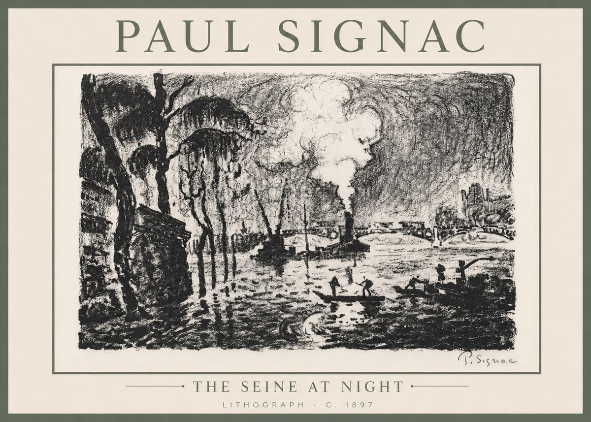 Signac The Seine at Night No6 - Juliste