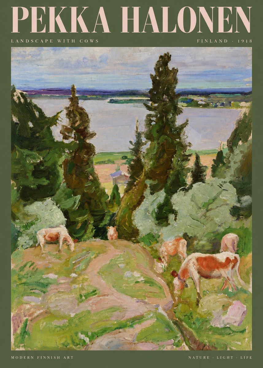 Pekka Halonen Landscape with Cows No2 - Juliste
