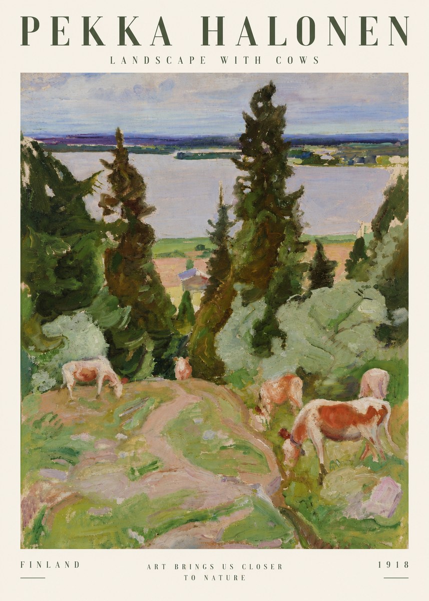 Pekka Halonen Landscape with Cows No4 - Juliste