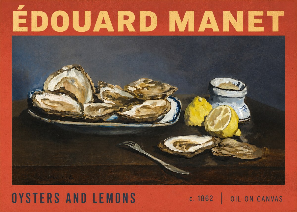 Édouard Manet Oysters and Lemons No6 - Juliste