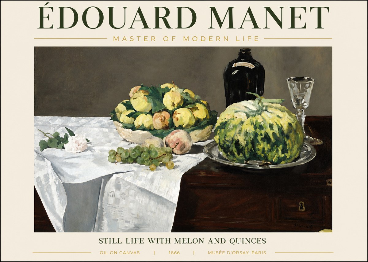 Édouard Manet Still Life with Melon and Quinces No3 - Juliste