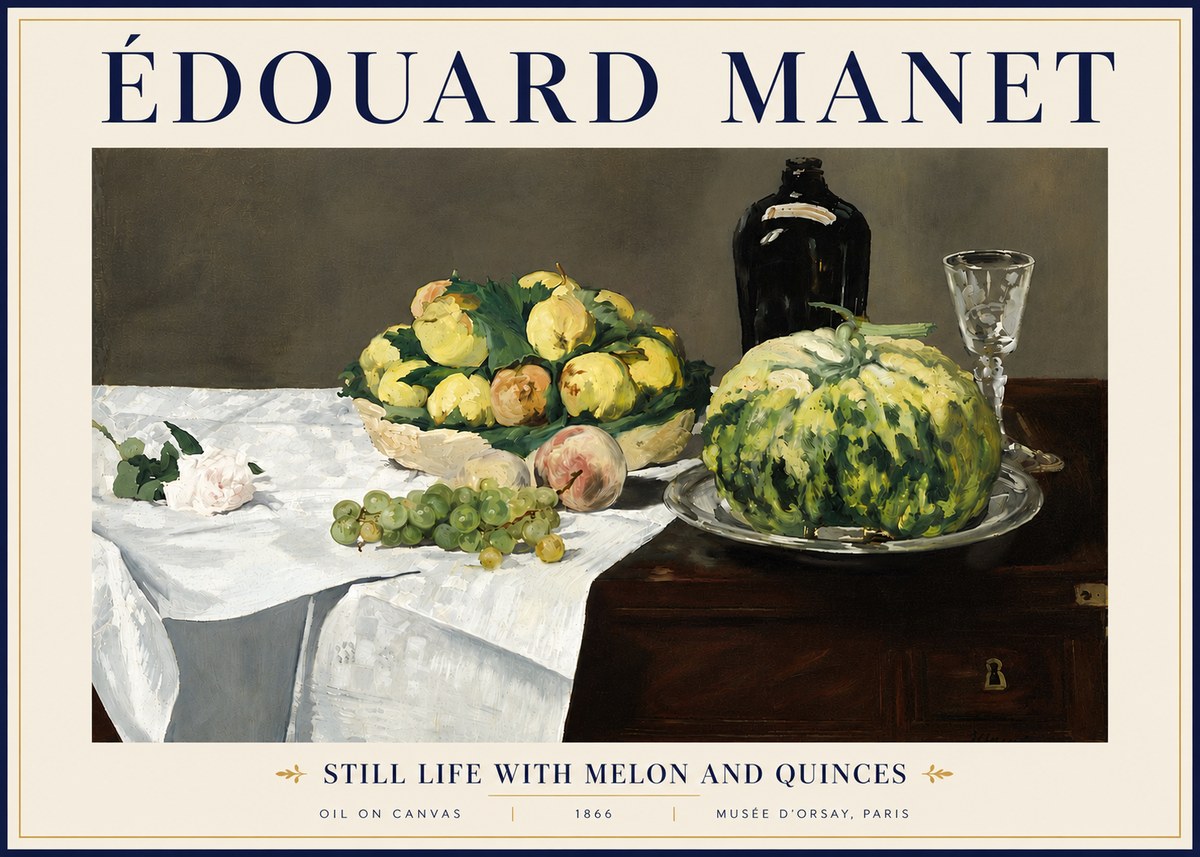 Édouard Manet Still Life with Melon and Quinces No5 - Juliste