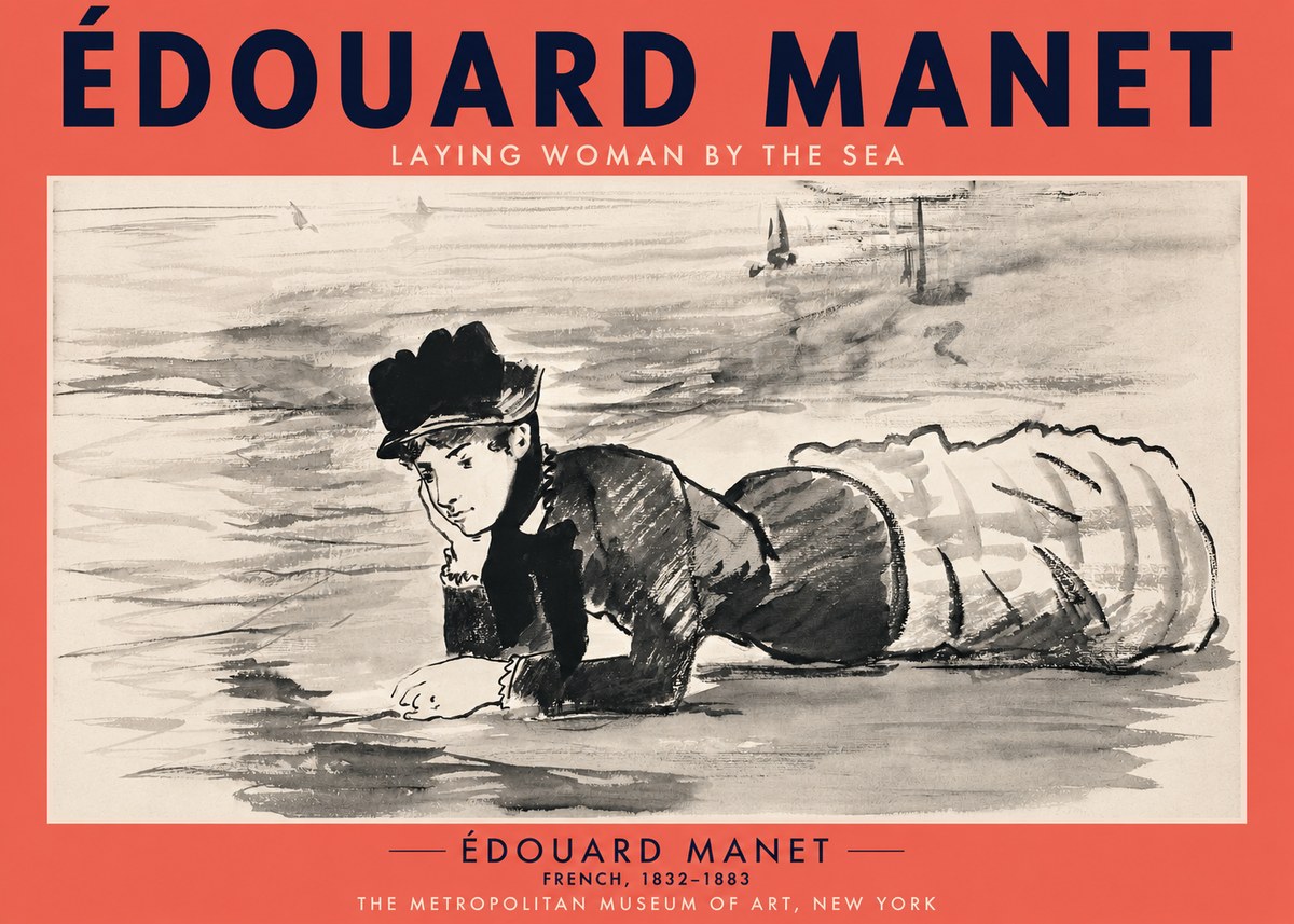 Édouard Manet Laying Woman by the Sea No2 - Juliste