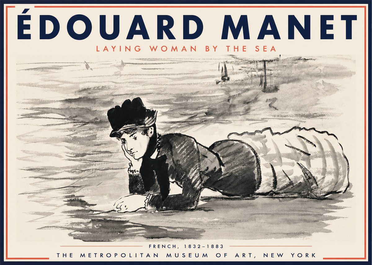 Édouard Manet Laying Woman by the Sea No3 - Juliste