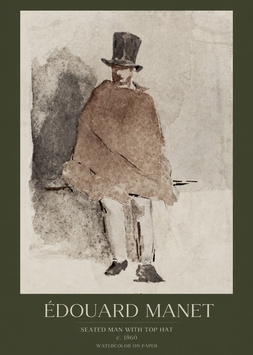 Édouard Manet Seated Man with Top Hat No1 - Juliste