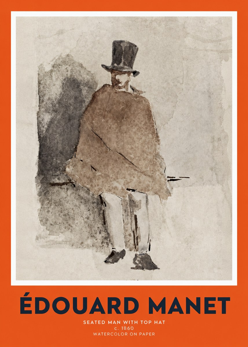 Édouard Manet Seated Man with Top Hat No2 - Juliste