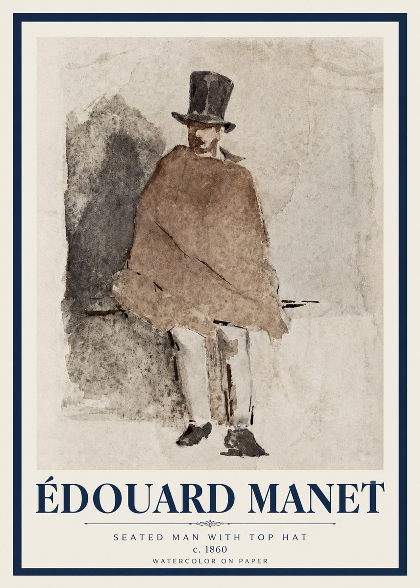 Édouard Manet Seated Man with Top Hat No3 - Juliste