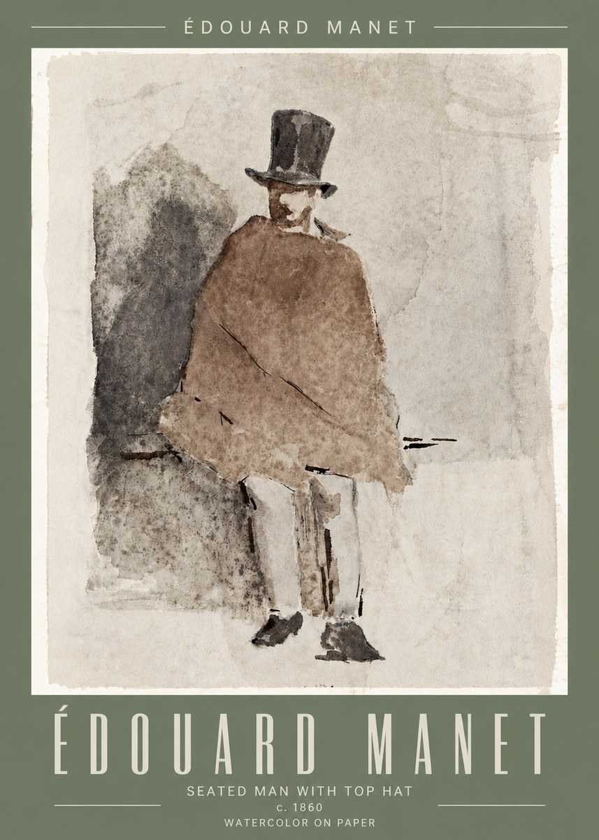 Édouard Manet Seated Man with Top Hat No4 - Juliste