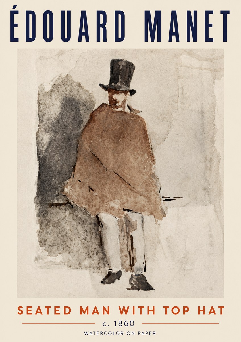 Édouard Manet Seated Man with Top Hat No5 - Juliste