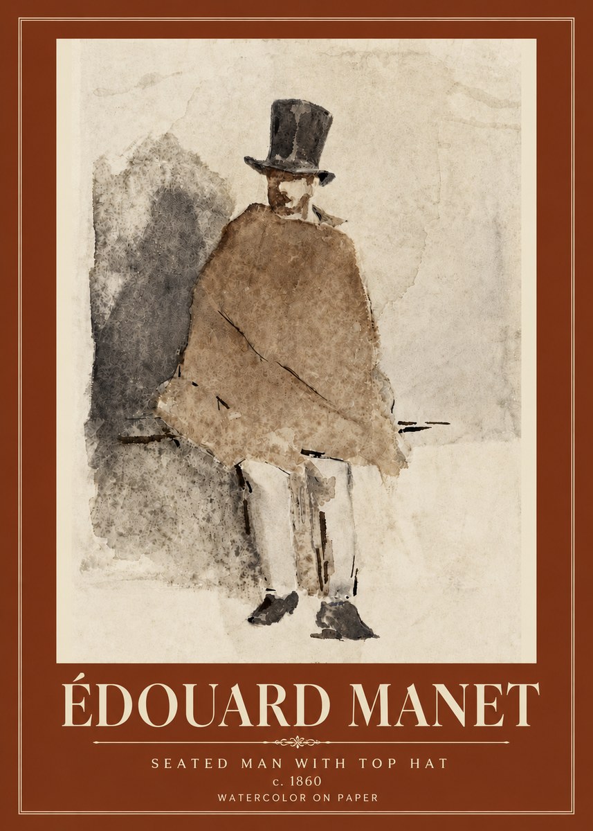 Édouard Manet Seated Man with Top Hat No6 - Juliste