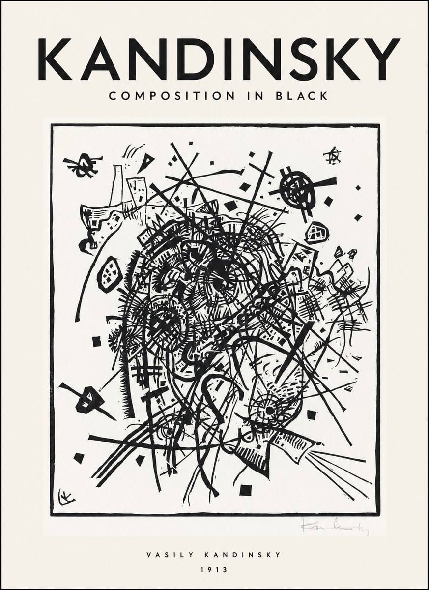 Kandinsky Composition in Black No1 - Juliste