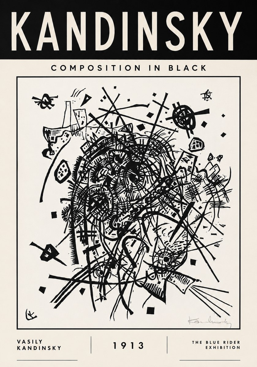 Kandinsky Composition in Black No3 - Juliste