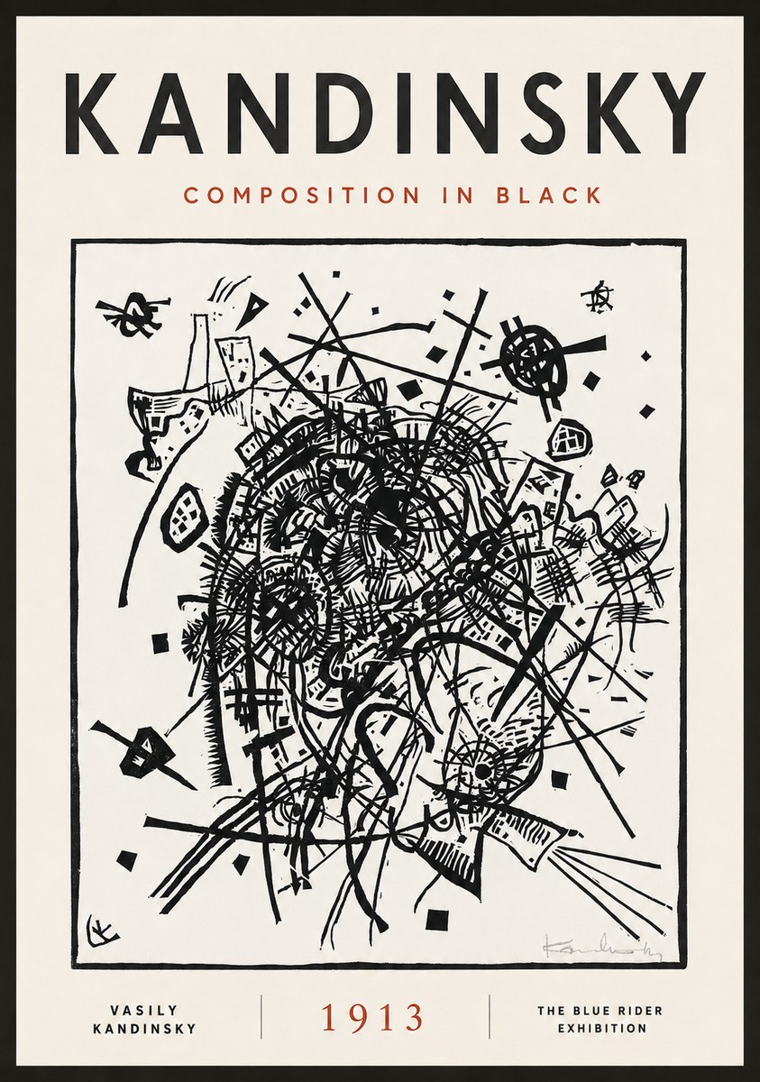 Kandinsky Composition in Black No4 - Juliste