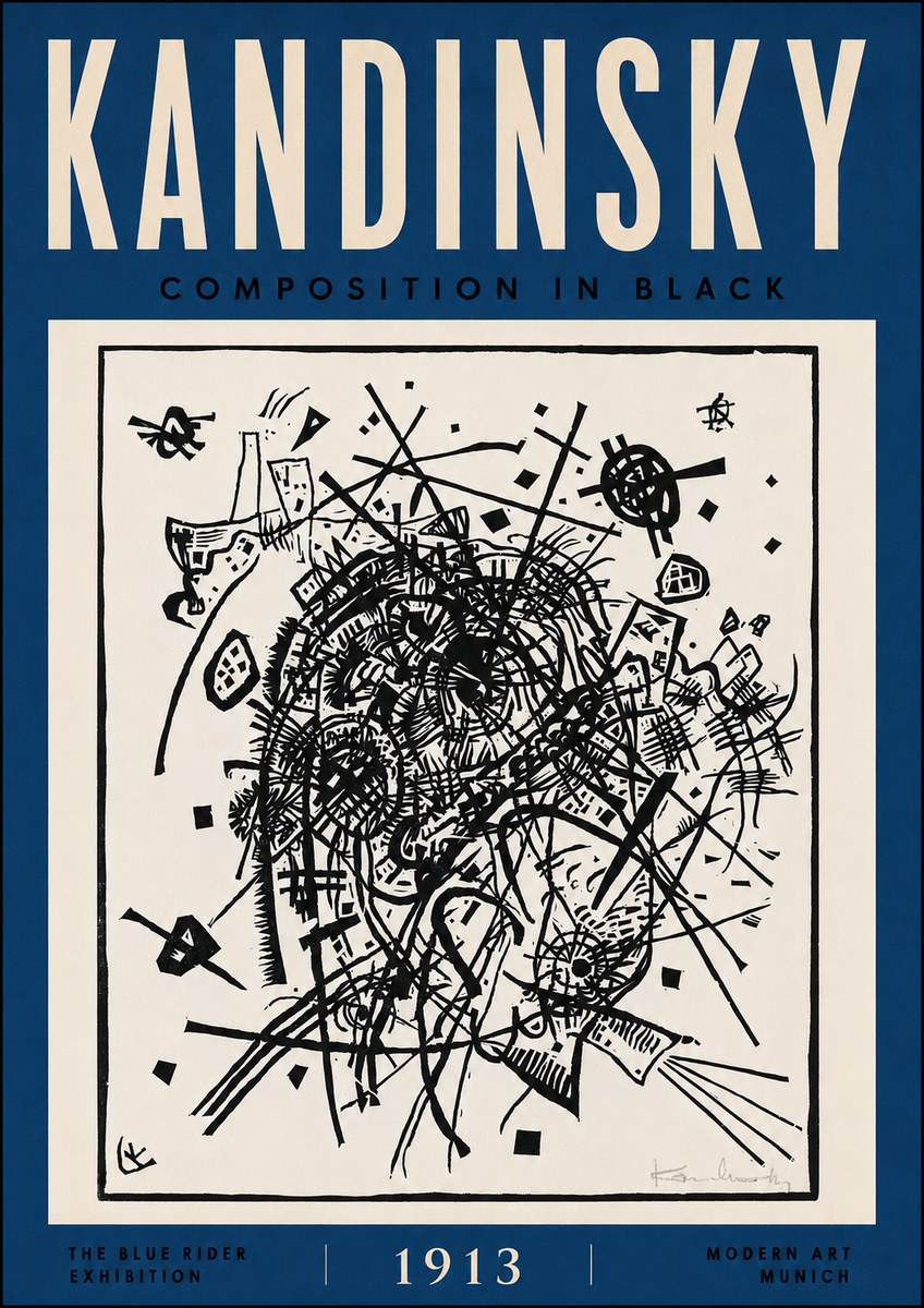 Kandinsky Composition in Black No5 - Juliste