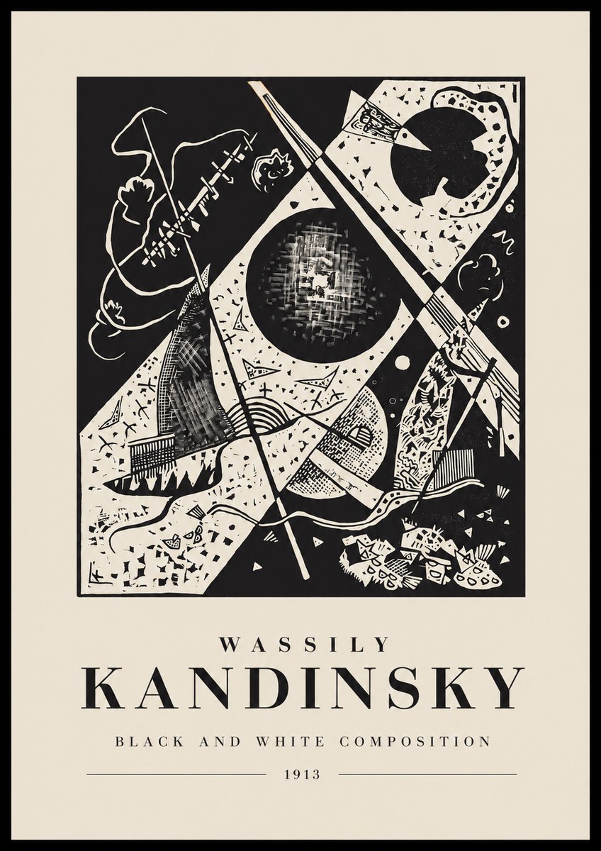 Kandinsky Black and White Composition No1 - Juliste