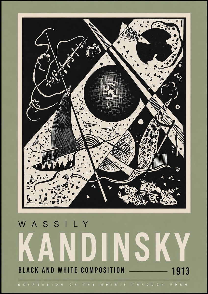 Kandinsky Black and White Composition No4 - Juliste