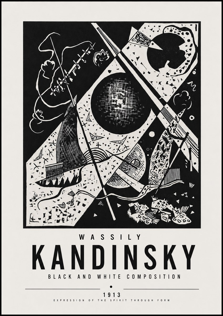 Kandinsky Black and White Composition No5 - Juliste