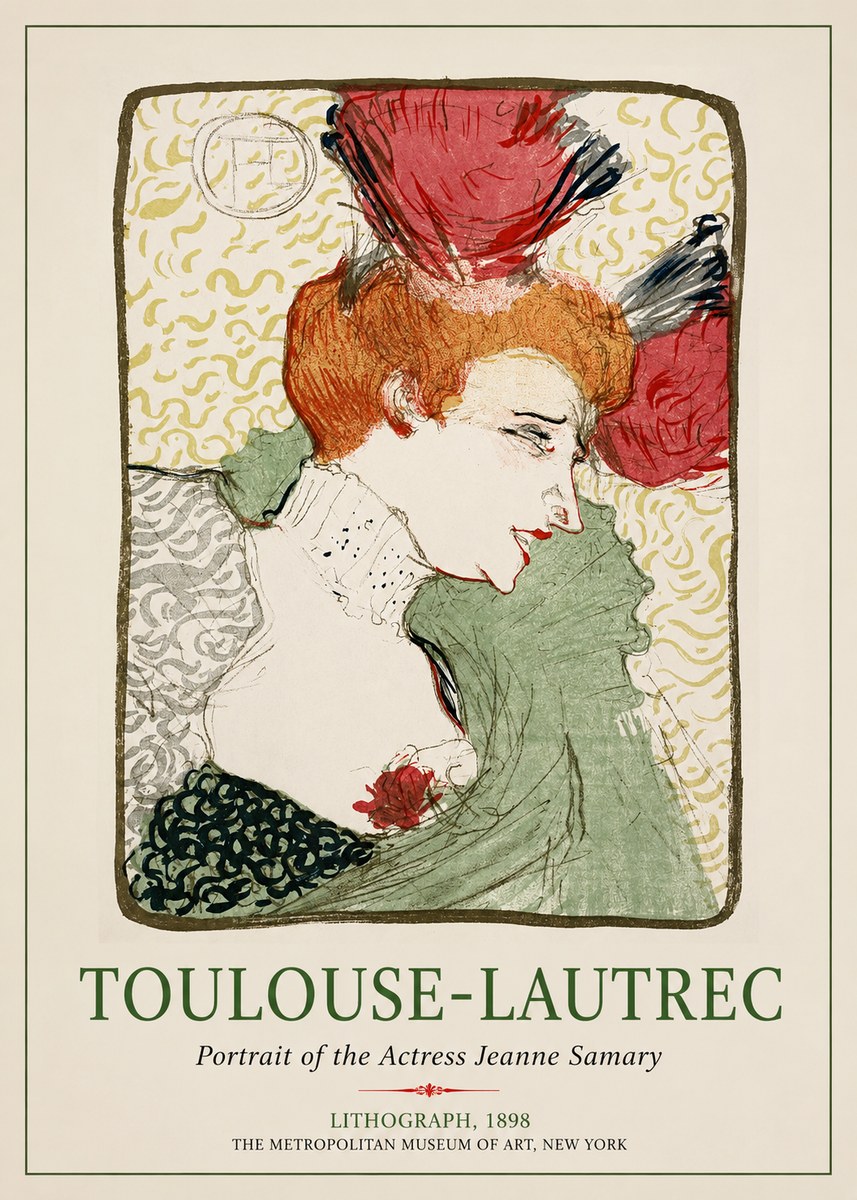 Toulouse-Lautrec Portrait of the Actress Jeanne Samary No1 - Juliste