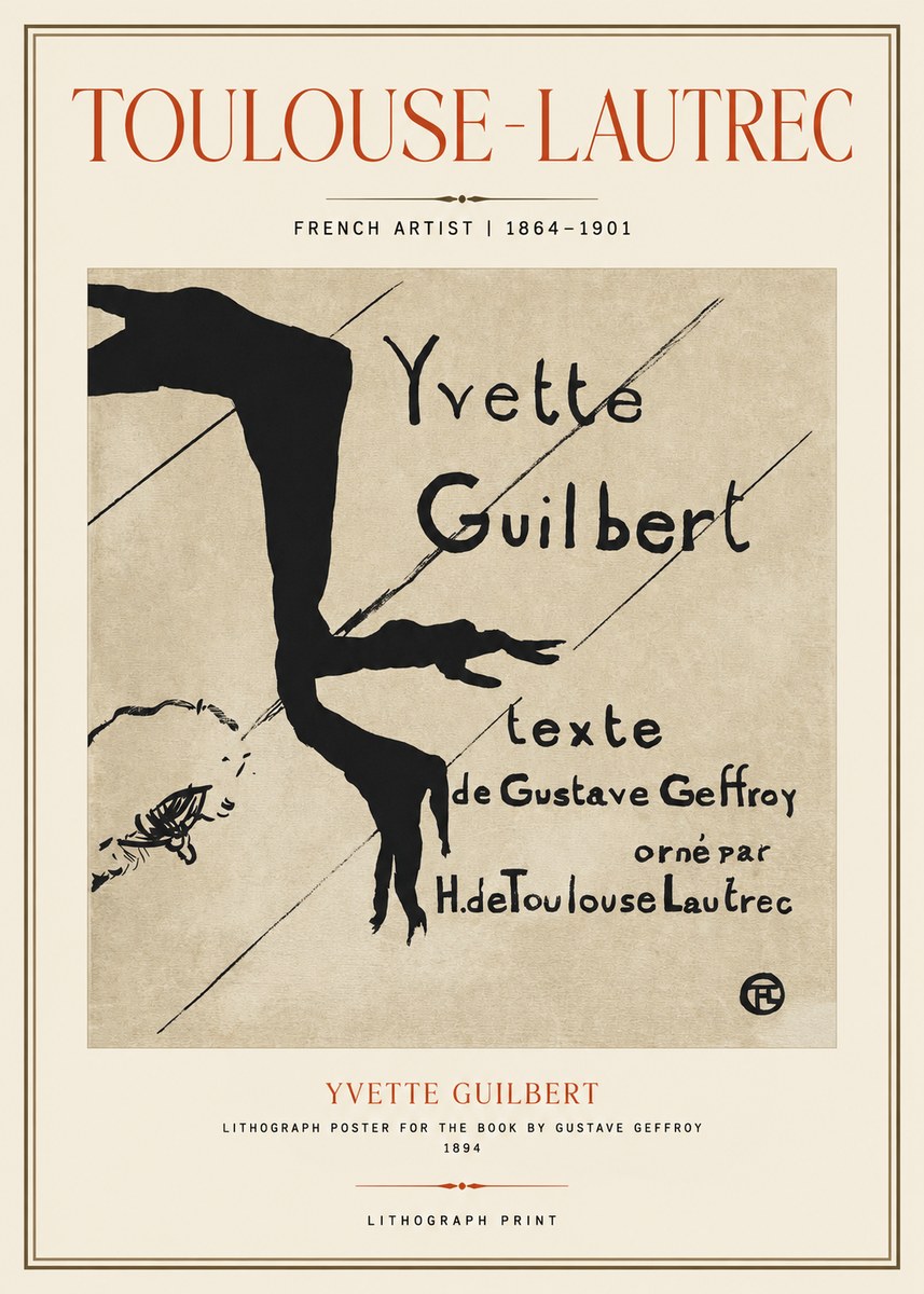 Toulouse-Lautrec Yvette Guilbert No1 - Juliste