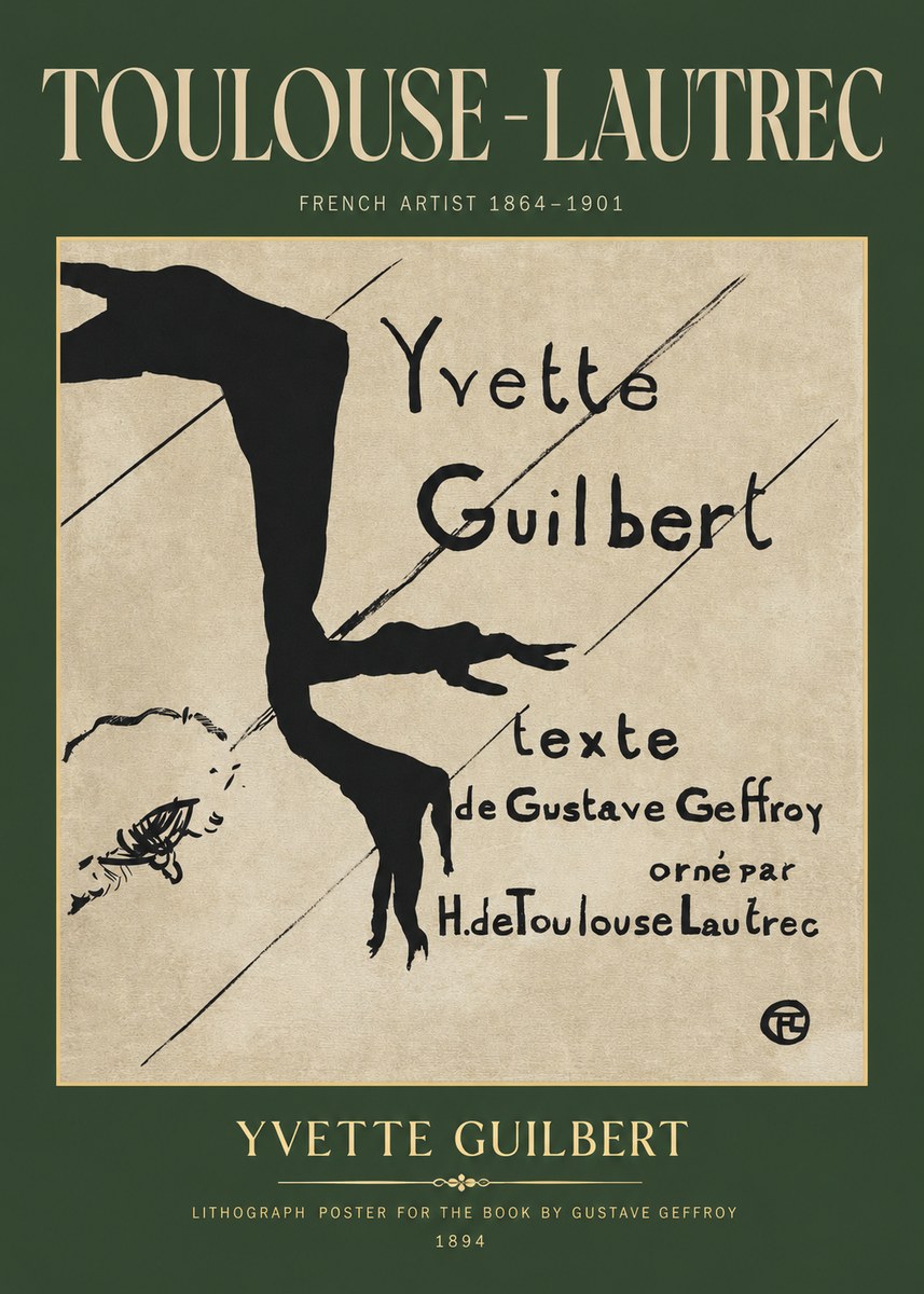Toulouse-Lautrec Yvette Guilbert No2 - Juliste