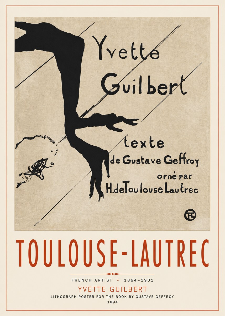 Toulouse-Lautrec Yvette Guilbert No3 - Juliste