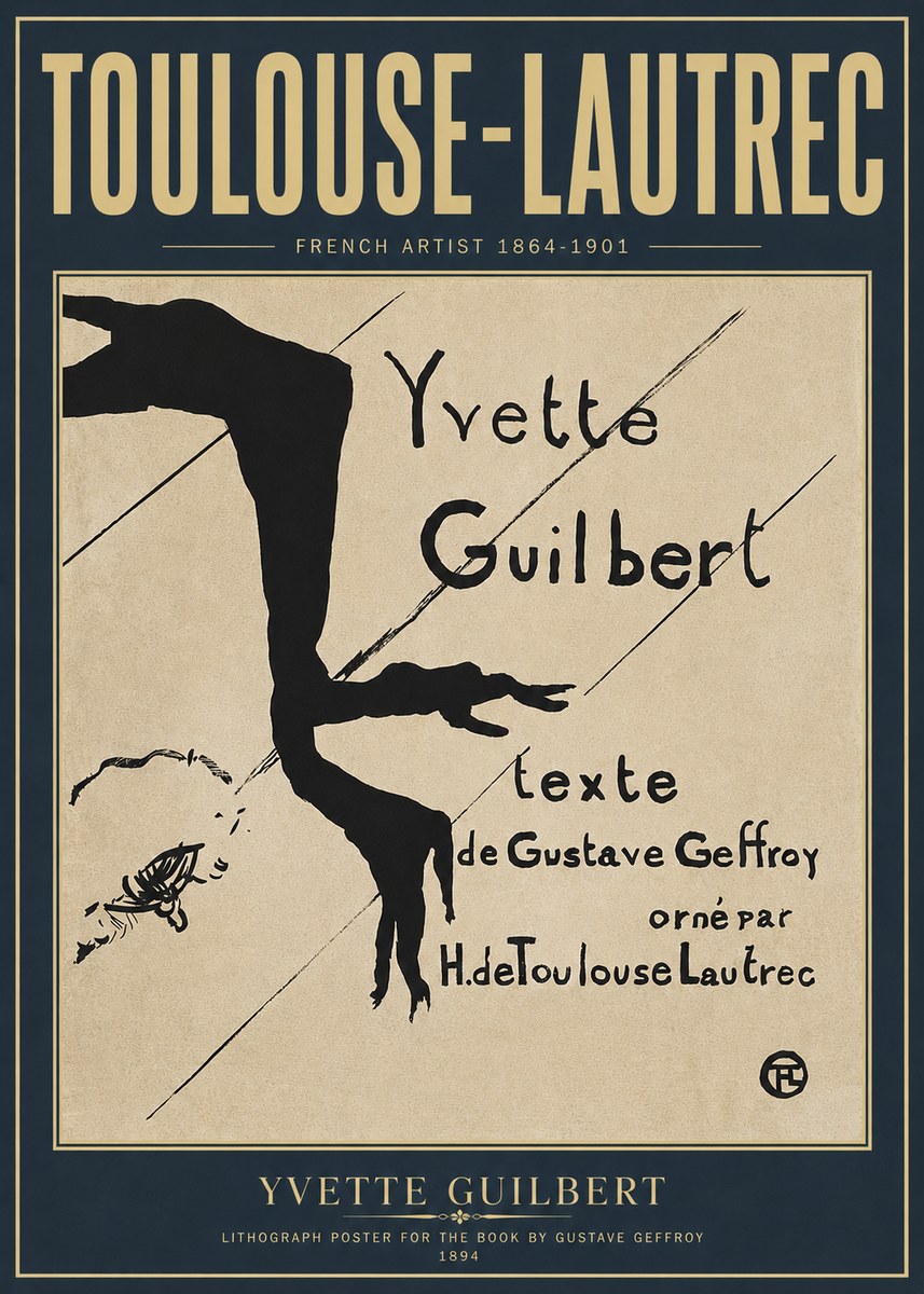 Toulouse-Lautrec Yvette Guilbert No6 - Juliste