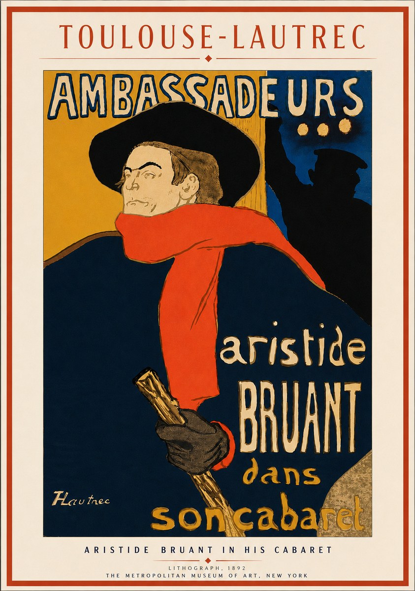 Toulouse-Lautrec Aristide Bruant in His Cabaret I No3 - Juliste