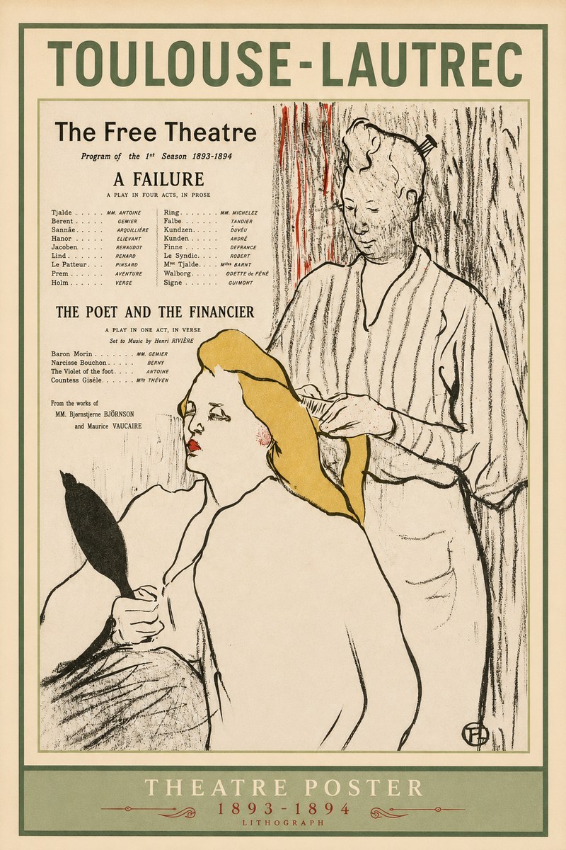 Toulouse-Lautrec Le Théâtre Libre - Une Faillite / Le Poète Et Le Financier No2 - Juliste