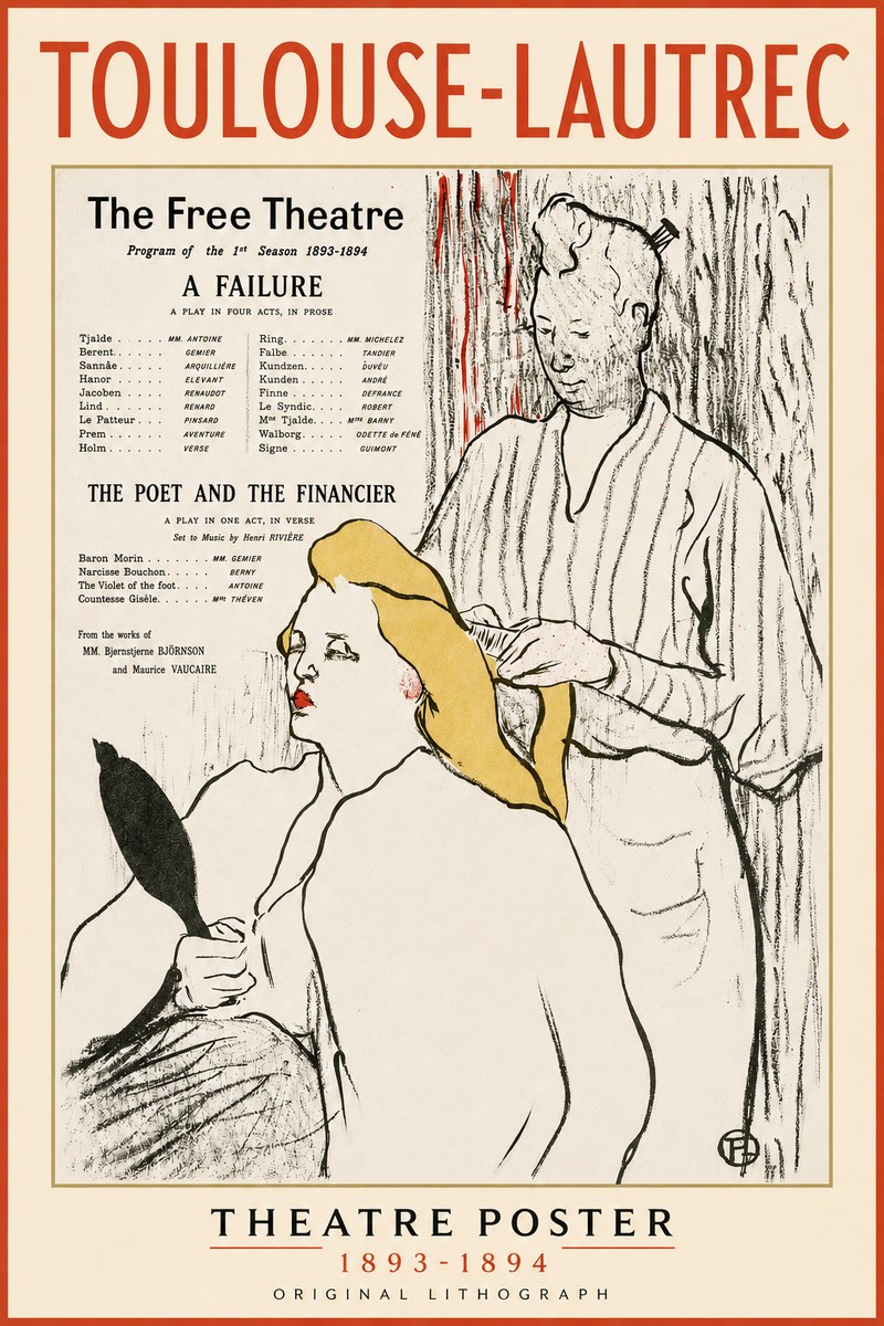 Toulouse-Lautrec Le Théâtre Libre - Une Faillite / Le Poète Et Le Financier No3 - Juliste