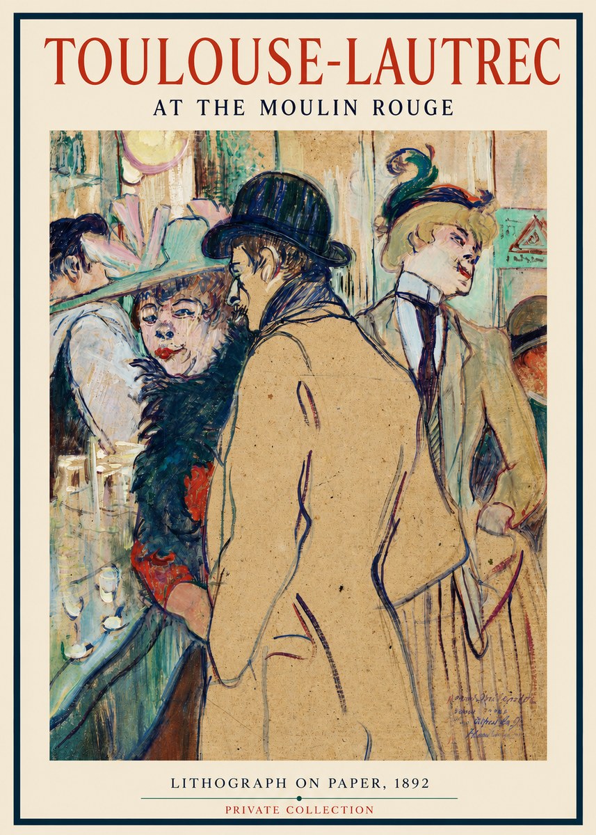 Toulouse-Lautrec At the Moulin Rouge II No2 - Juliste