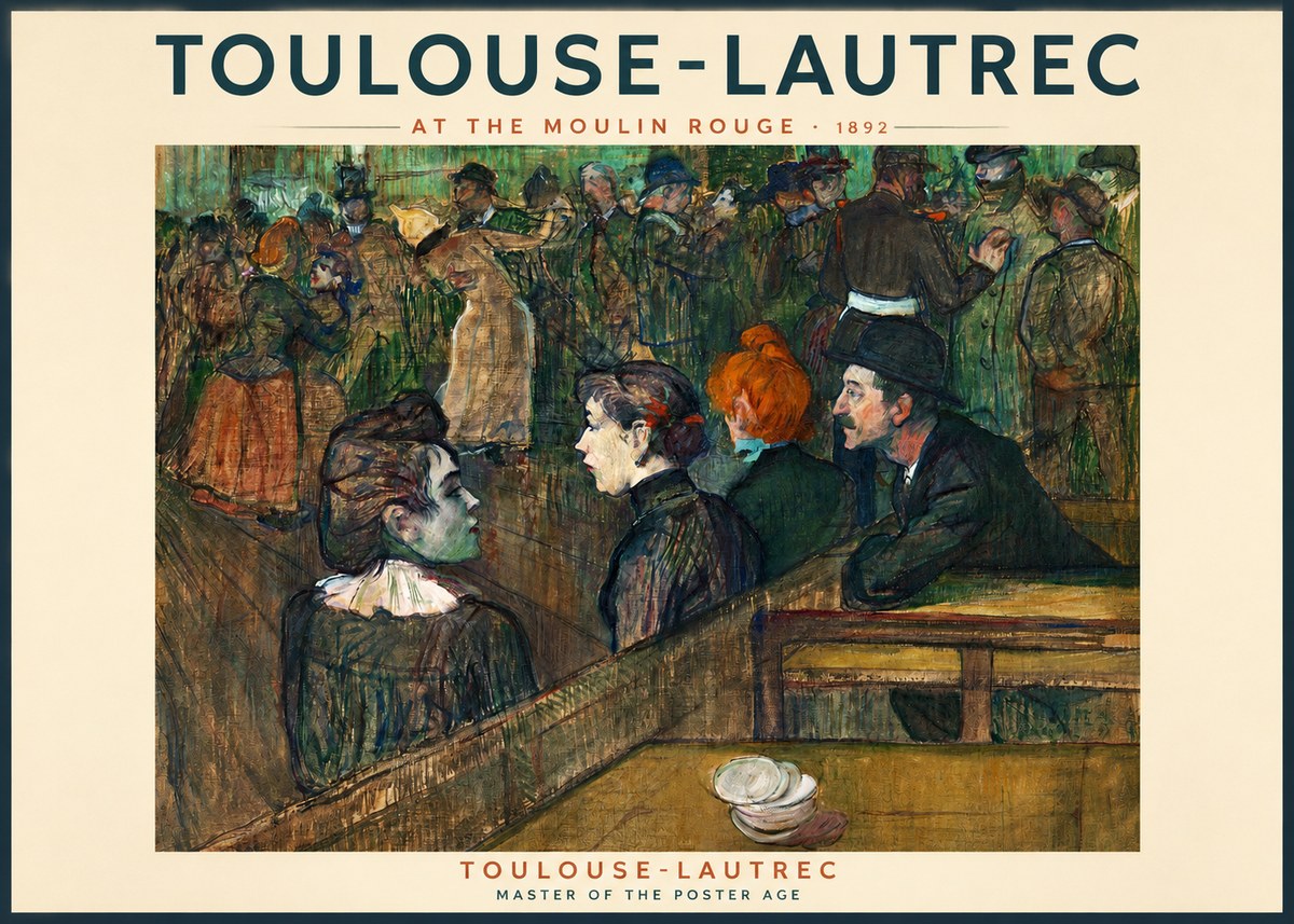 Toulouse-Lautrec At the Moulin Rouge V No2 - Juliste