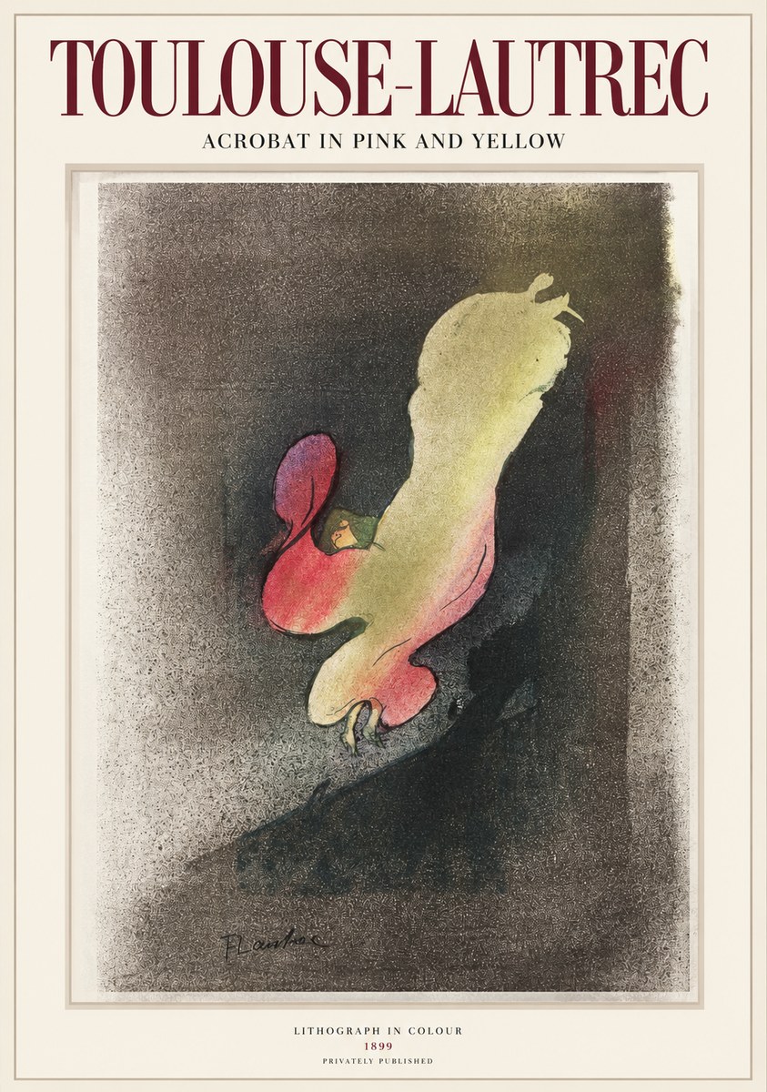 Toulouse-Lautrec Acrobat in Pink and Yellow No1 - Juliste