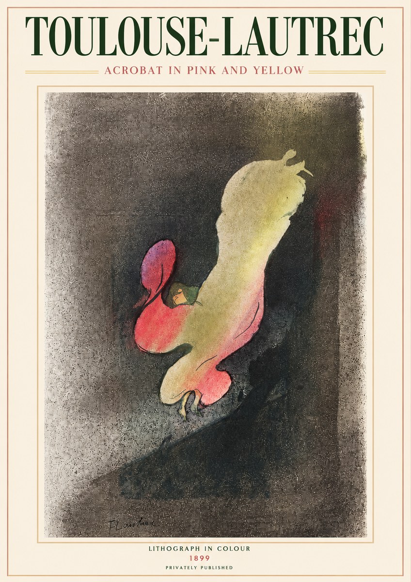 Toulouse-Lautrec Acrobat in Pink and Yellow No3 - Juliste