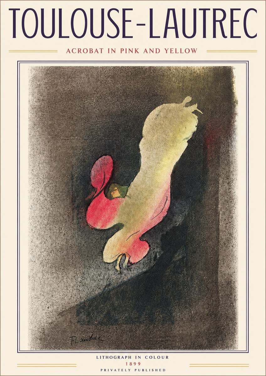 Toulouse-Lautrec Acrobat in Pink and Yellow No4 - Juliste