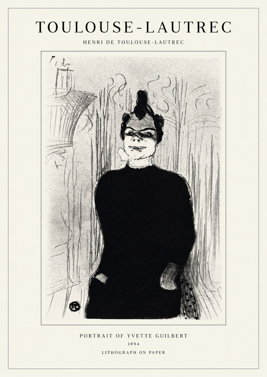 Toulouse-Lautrec Portrait of Yvette Guilbert No1 - Juliste