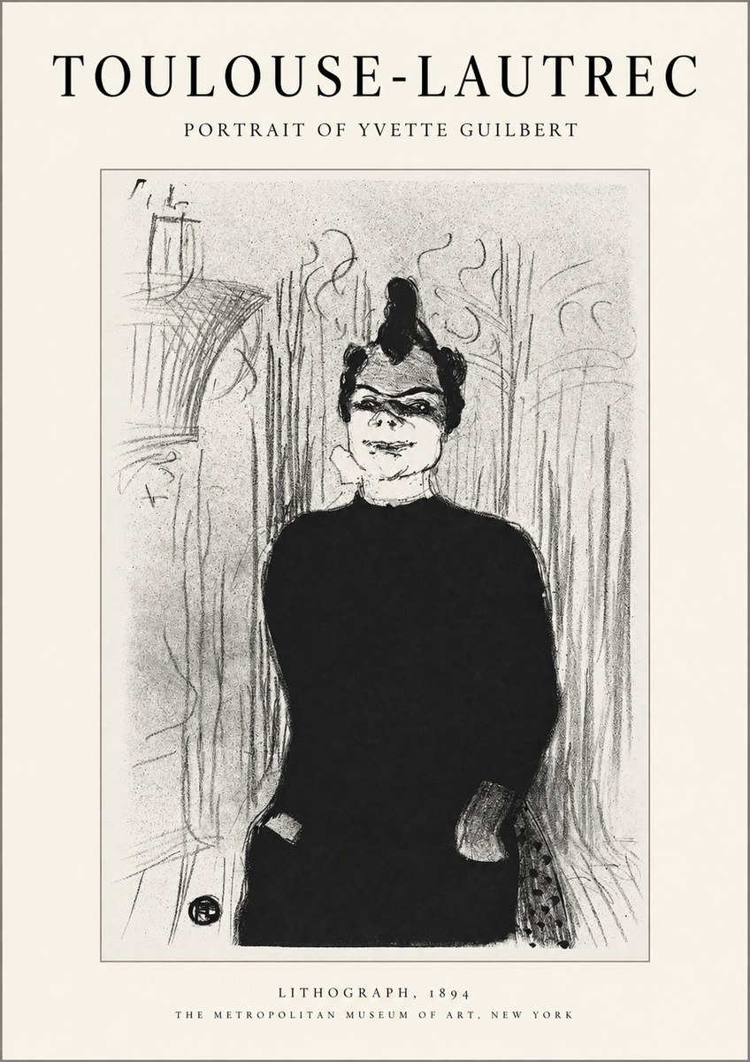 Toulouse-Lautrec Portrait of Yvette Guilbert No2 - Juliste