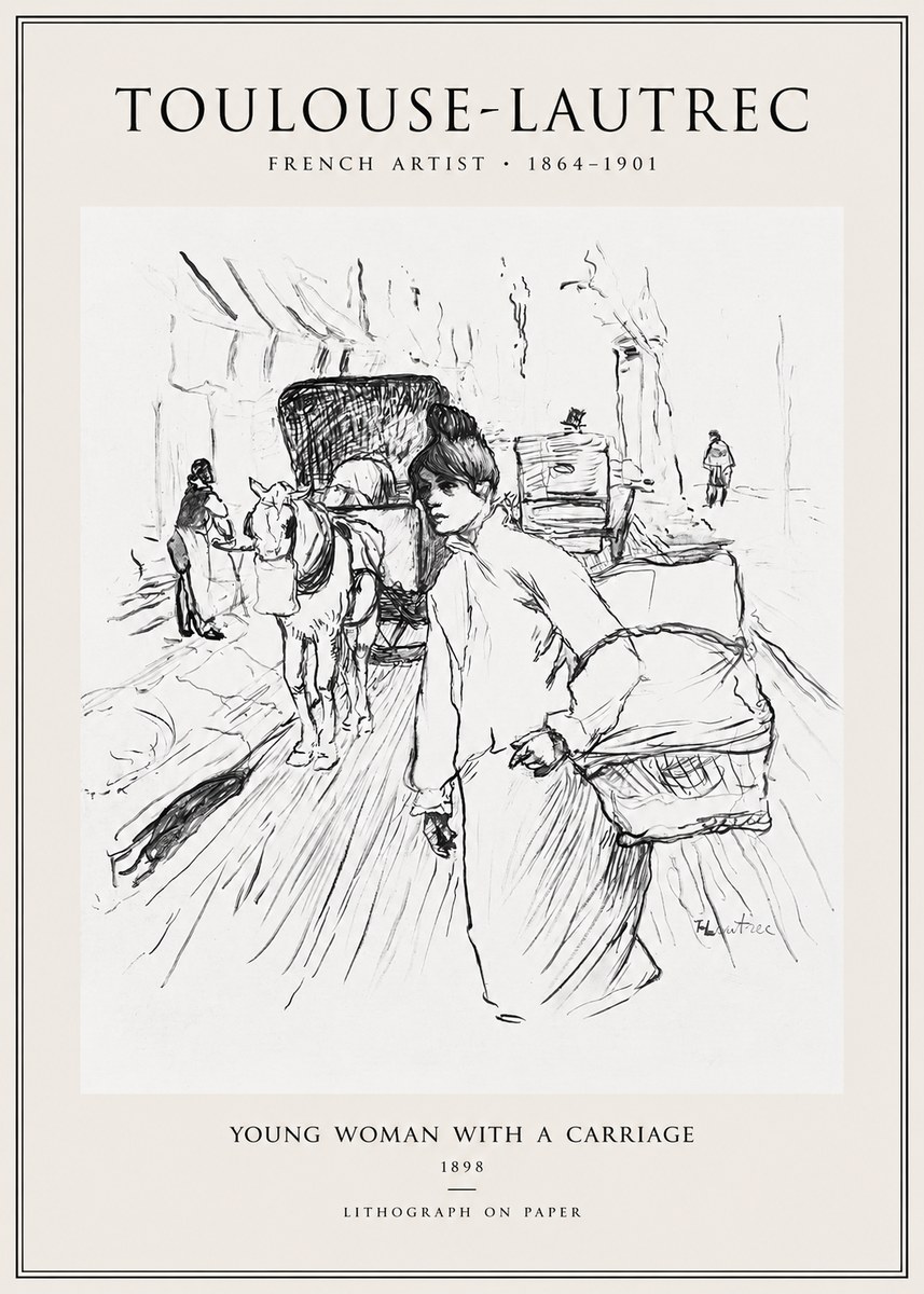 Toulouse-Lautrec Young Woman with a Carriage No1 - Juliste