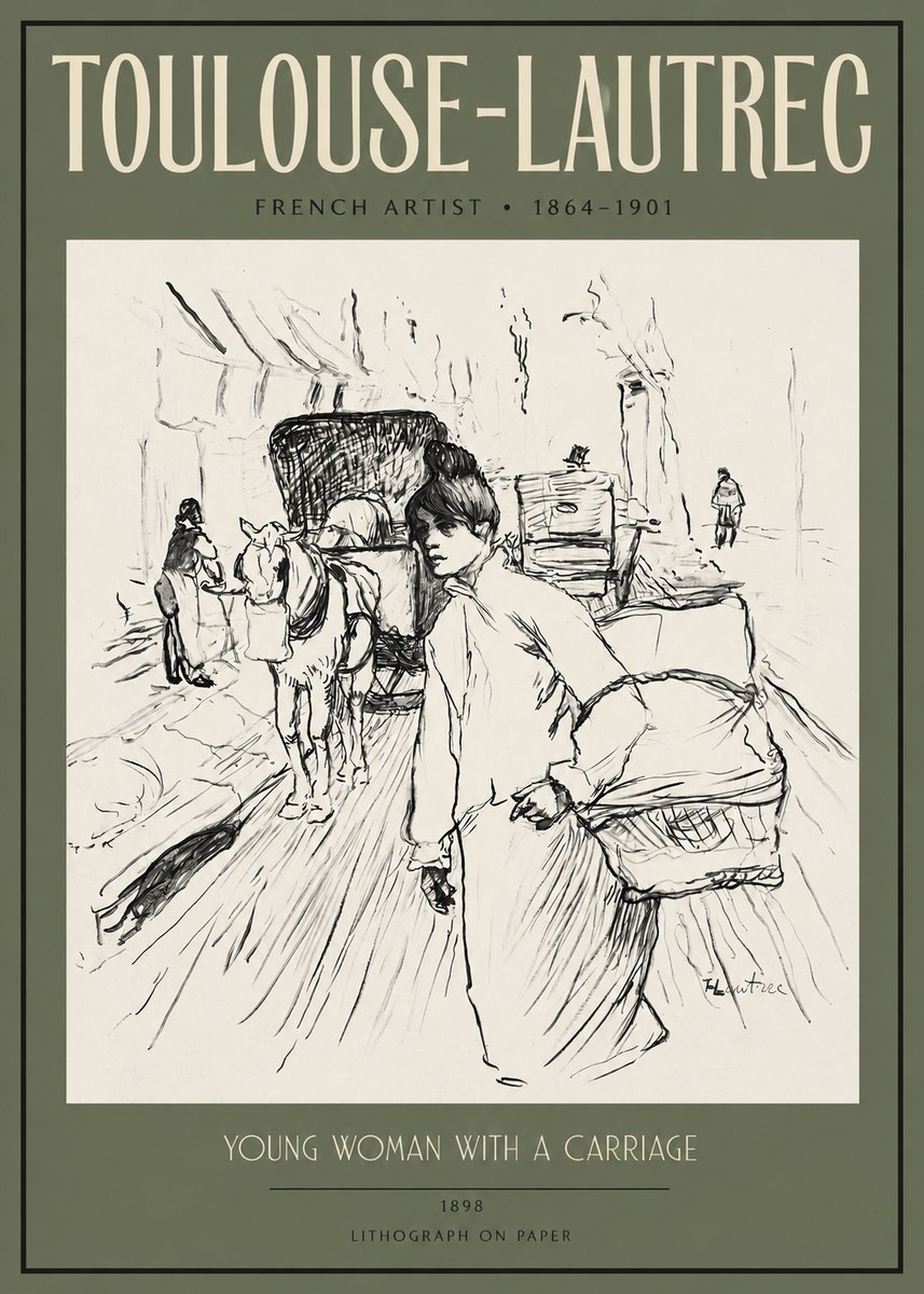 Toulouse-Lautrec Young Woman with a Carriage No2 - Juliste