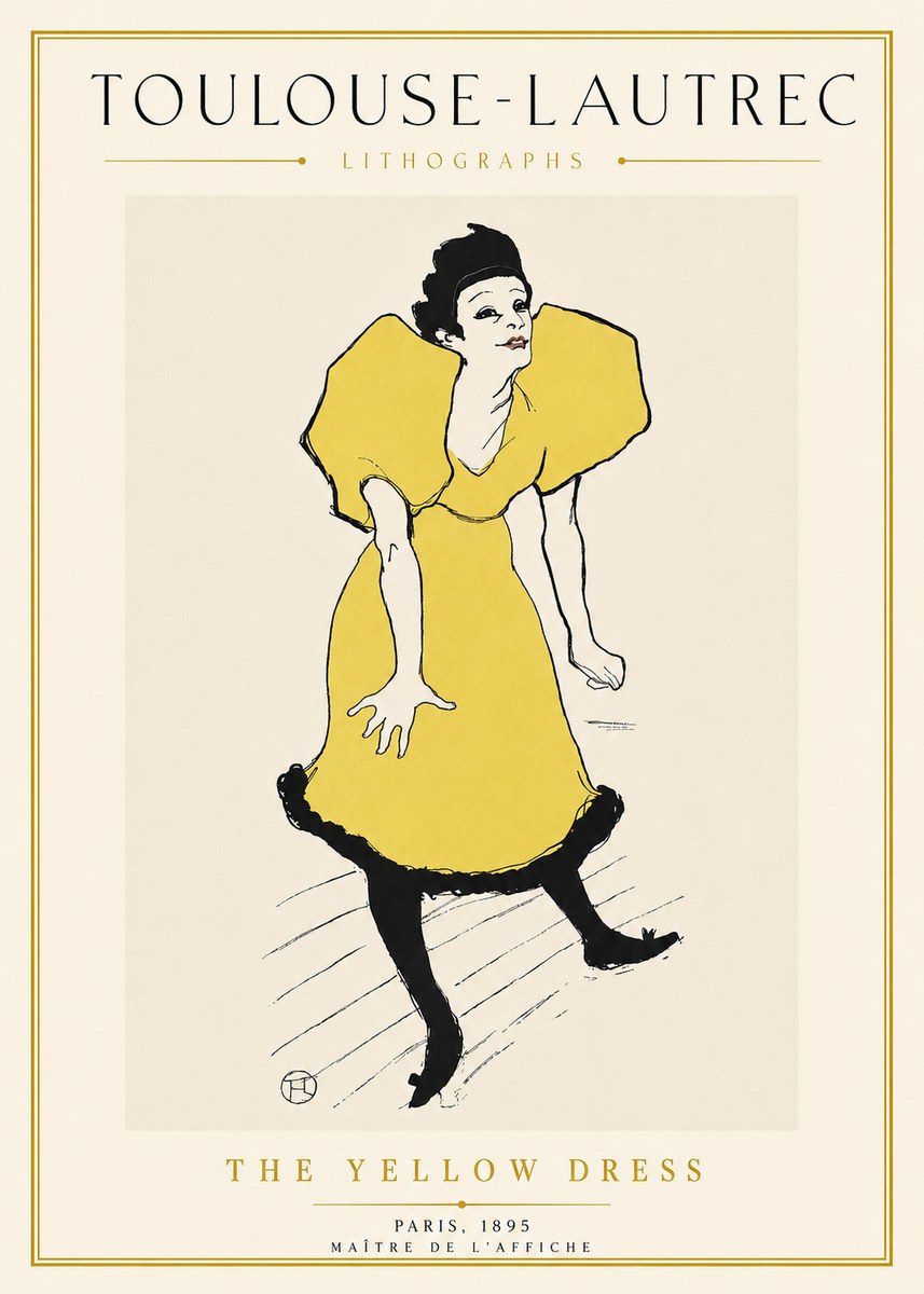 Toulouse-Lautrec The Yellow Dress No5 - Juliste