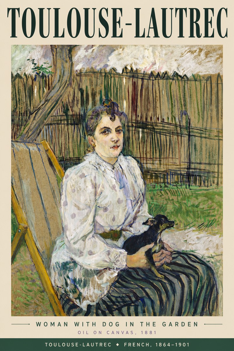 Toulouse-Lautrec Woman with Dog in the Garden No3 - Juliste