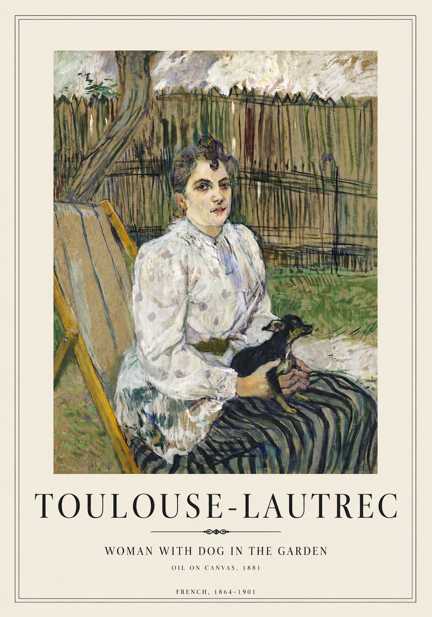 Toulouse-Lautrec Woman with Dog in the Garden No4 - Juliste