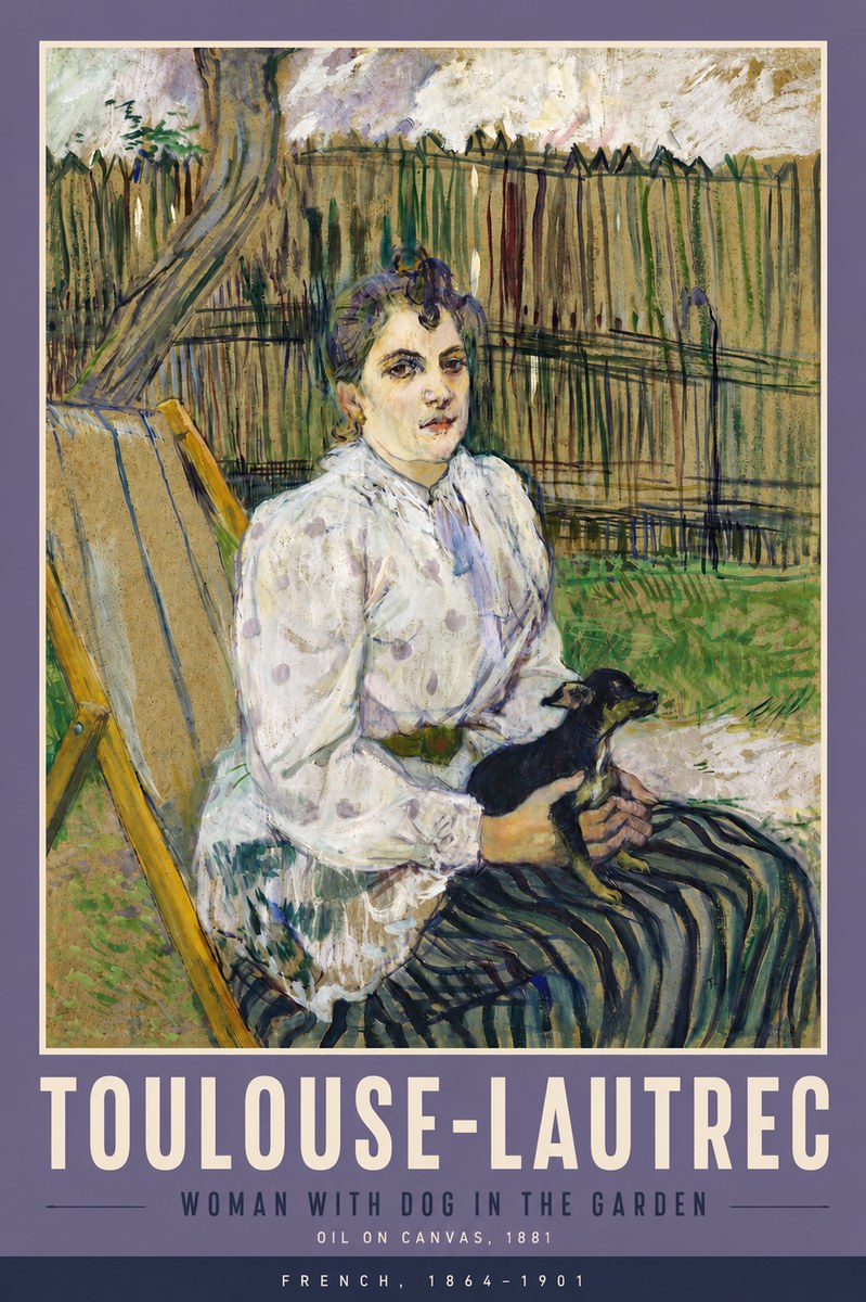 Toulouse-Lautrec Woman with Dog in the Garden No5 - Juliste