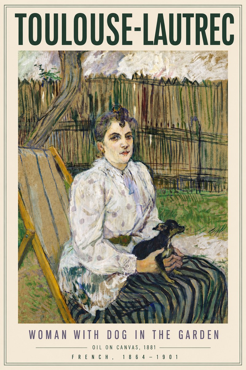 Toulouse-Lautrec Woman with Dog in the Garden No6 - Juliste