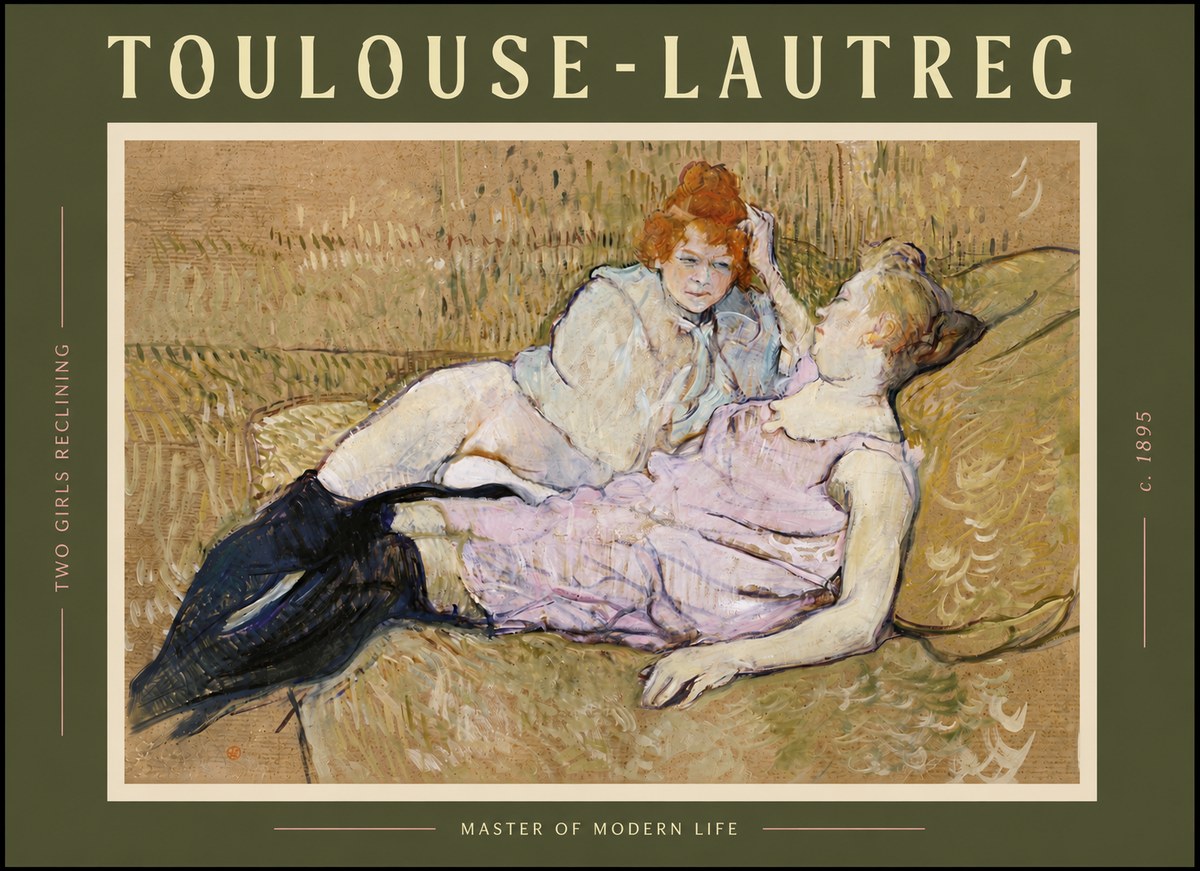 Toulouse-Lautrec Two Girls Reclining No6 - Juliste