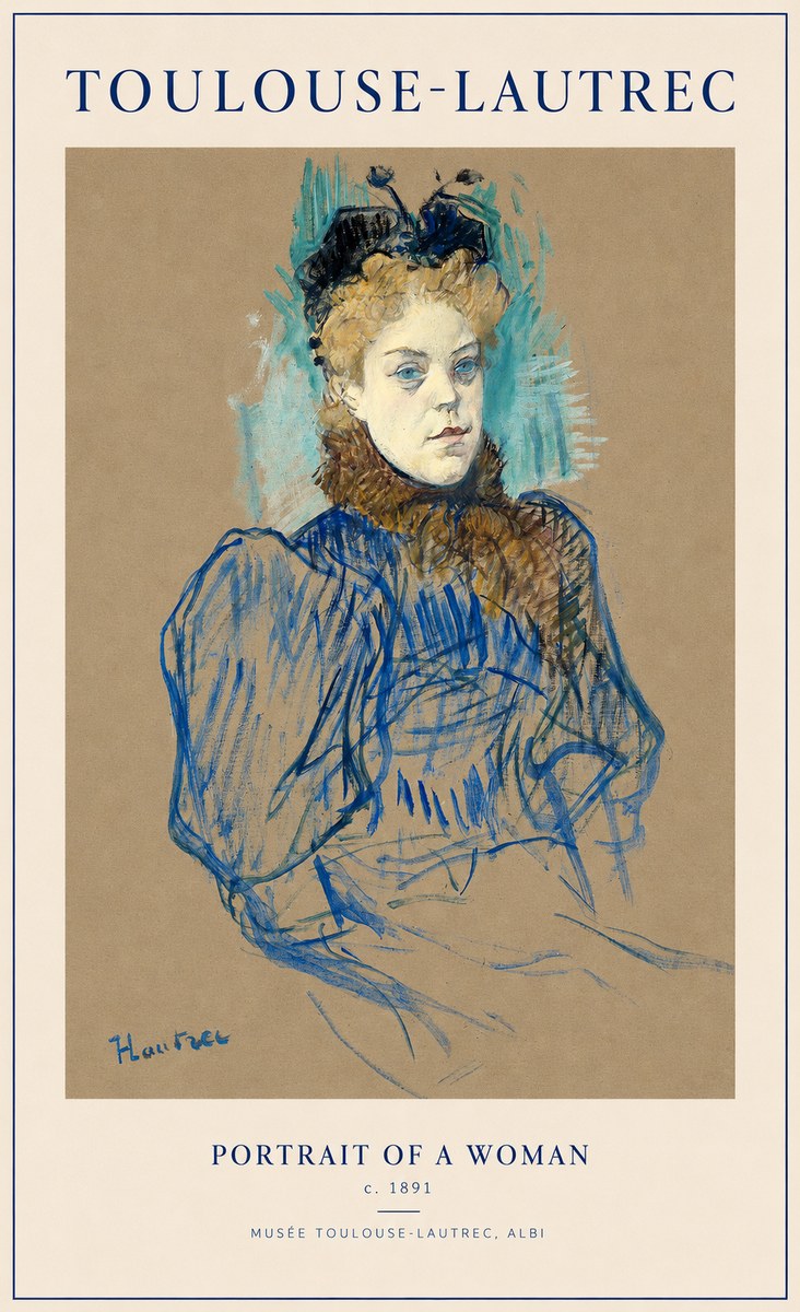 Toulouse-Lautrec Portrait of a Woman II No1 - Juliste