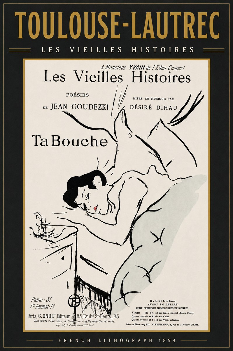 Toulouse-Lautrec Les Vieilles Histoires - Ta Bouche No3 - Juliste