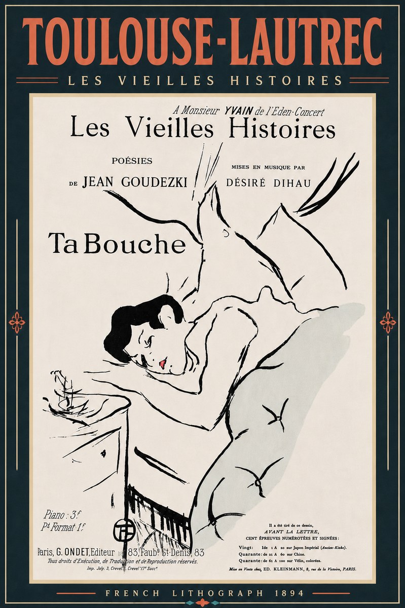 Toulouse-Lautrec Les Vieilles Histoires - Ta Bouche No6 - Juliste